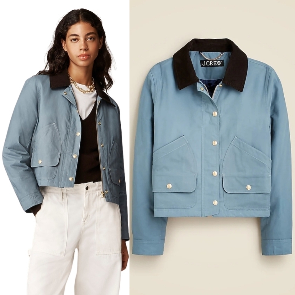 New! J. Crew Short Barn Jacket in English Ripstop Cotton